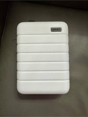 Away brand - White Textured Hard Shell Compact Toiletry Case